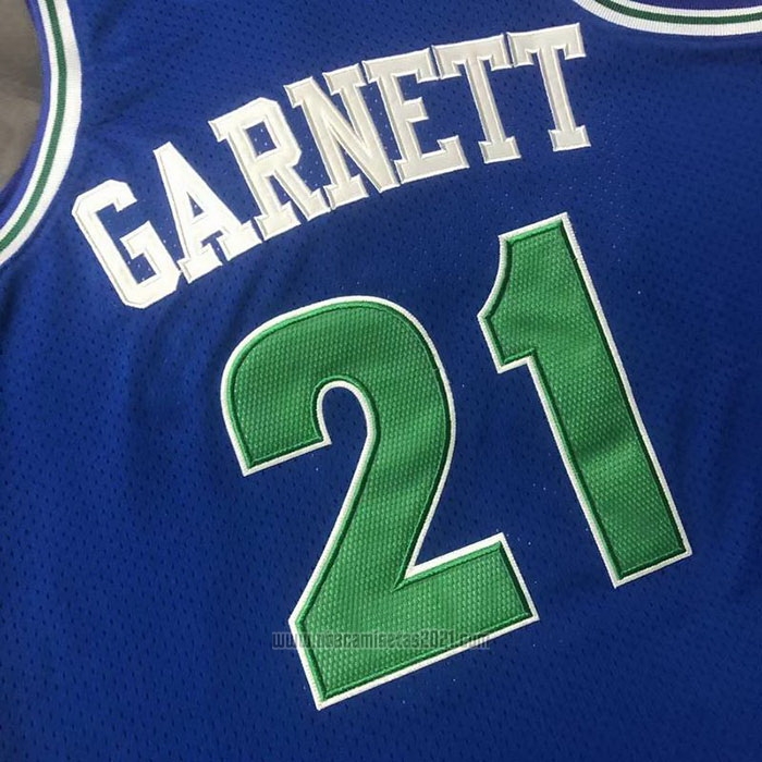 Camiseta Minnesota Timberwolves Kevin Garnett #21 Hardwood Classics Throwback Azul
